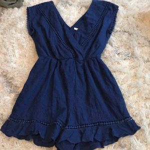 Blue romper with embroidery